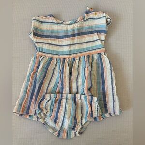 9-12 month girls Striped Baby Dress with Bloomers